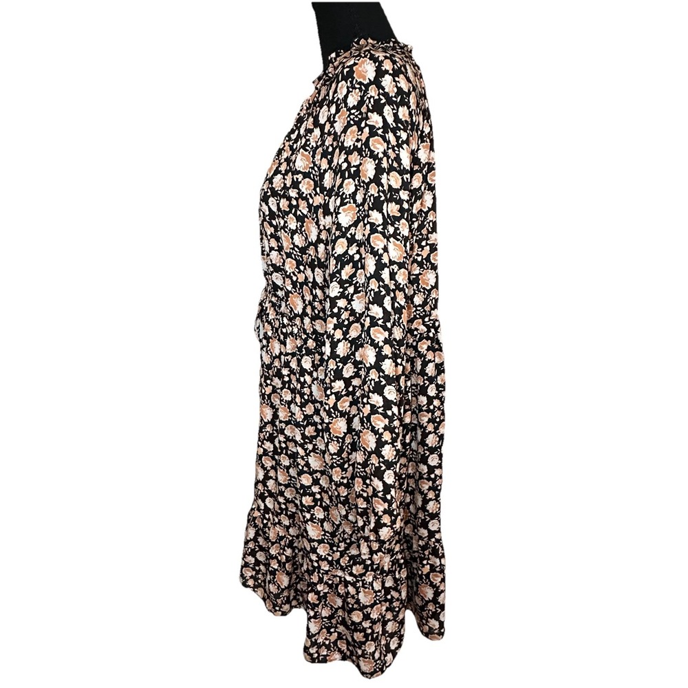 ZARA Women's Floral Long Sleeve Semi Sheer Mini Dress Pink Black Cottagecore MED - Picture 2 of 13